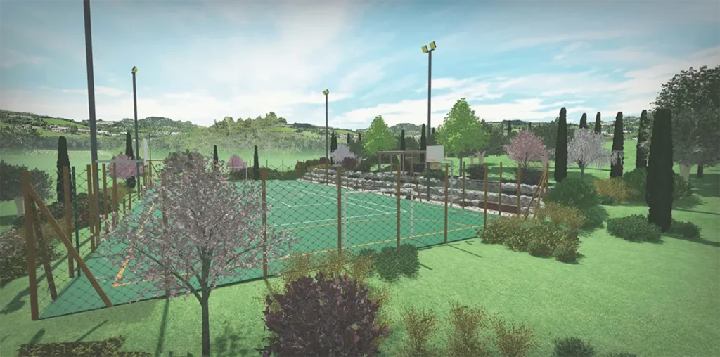 progettazione aprus di campo sportivo polivalente in villa